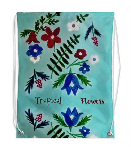 Заказать рюкзак в Москве. Рюкзак-мешок с полной запечаткой Цветы на голубом от mrs-snit@yandex.ru - готовые дизайны и нанесение принтов.