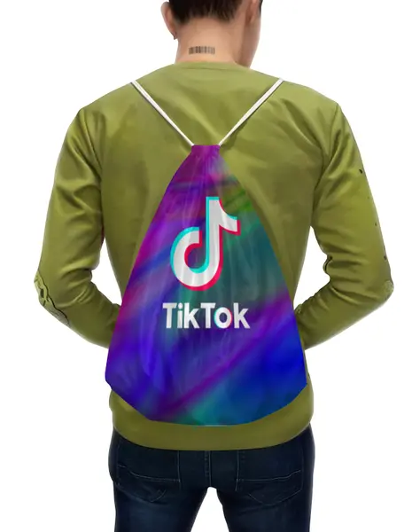 Заказать рюкзак в Москве. Рюкзак-мешок с полной запечаткой TikTok  от DESIGNER   - готовые дизайны и нанесение принтов.