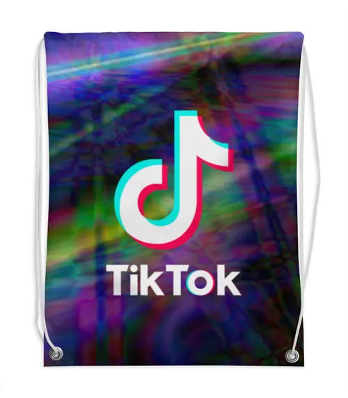 Заказать рюкзак в Москве. Рюкзак-мешок с полной запечаткой TikTok  от DESIGNER   - готовые дизайны и нанесение принтов.