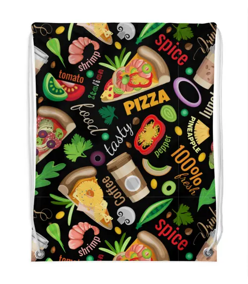 Заказать рюкзак в Москве. Рюкзак-мешок с полной запечаткой Супер Пицца от IrinkaArt  - готовые дизайны и нанесение принтов.