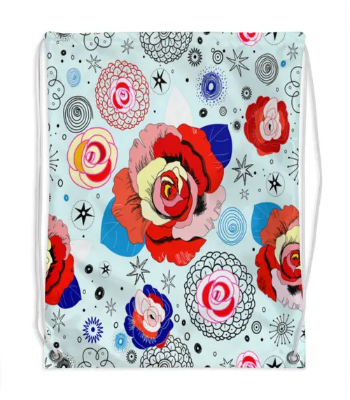 Заказать рюкзак в Москве. Рюкзак-мешок с полной запечаткой Цветочки от THE_NISE  - готовые дизайны и нанесение принтов.