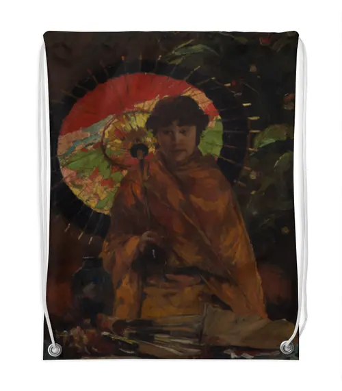 Заказать рюкзак в Москве. Рюкзак-мешок с полной запечаткой Девушка с японским зонтиком (Виллем де Зварт) от trend - готовые дизайны и нанесение принтов.