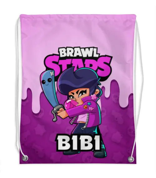 Заказать рюкзак в Москве. Рюкзак-мешок с полной запечаткой BRAWL STARS BIBI от geekbox - готовые дизайны и нанесение принтов.