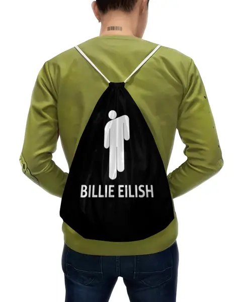 Заказать рюкзак в Москве. Рюкзак-мешок с полной запечаткой Billie Eilish от DESIGNER   - готовые дизайны и нанесение принтов.