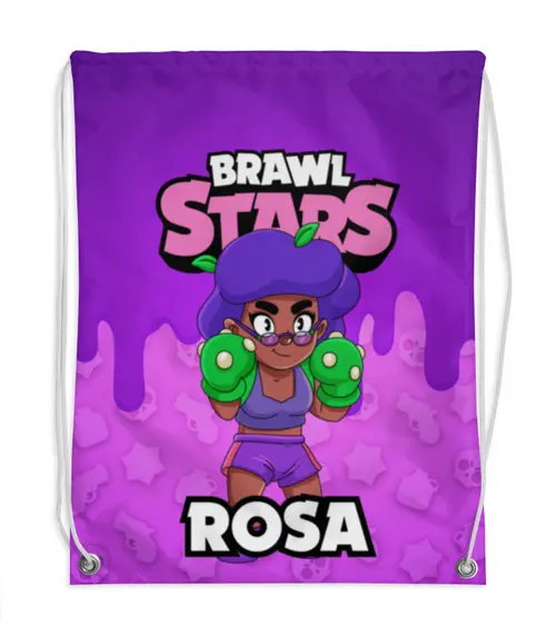 Заказать рюкзак в Москве. Рюкзак-мешок с полной запечаткой BRAWL STARS ROSA от geekbox - готовые дизайны и нанесение принтов.
