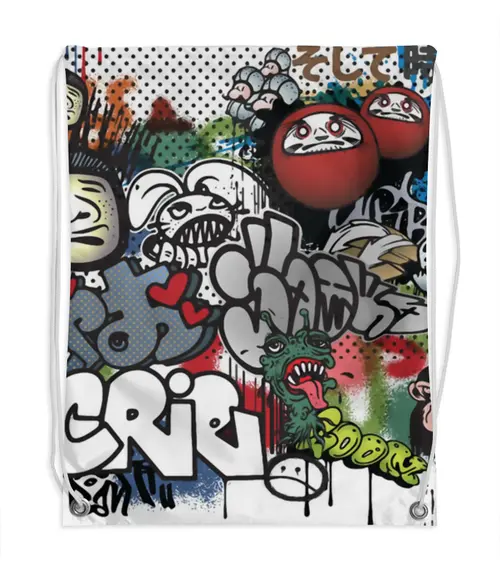 Заказать рюкзак в Москве. Рюкзак-мешок с полной запечаткой Граффити от ПРИНТЫ ПЕЧАТЬ  - готовые дизайны и нанесение принтов.