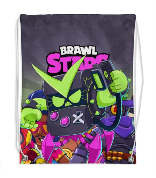 Заказать рюкзак в Москве. Рюкзак-мешок с полной запечаткой BRAWL STARS 8-BIT VIRUS от geekbox - готовые дизайны и нанесение принтов.