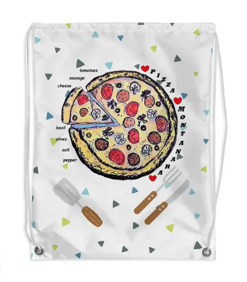 Заказать рюкзак в Москве. Рюкзак-мешок с полной запечаткой Пицца от evragka  - готовые дизайны и нанесение принтов.