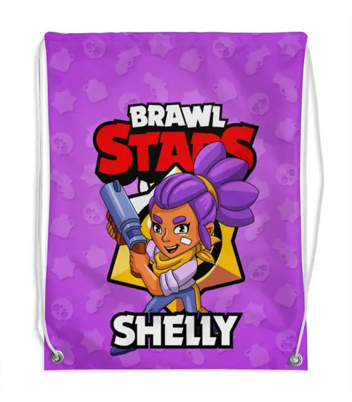 Заказать рюкзак в Москве. Рюкзак-мешок с полной запечаткой BRAWL STARS SHELLY от geekbox - готовые дизайны и нанесение принтов.