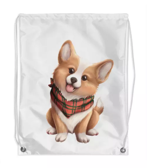 Заказать рюкзак в Москве. Рюкзак-мешок с полной запечаткой Собака корги в шарфе от tigerda  - готовые дизайны и нанесение принтов.