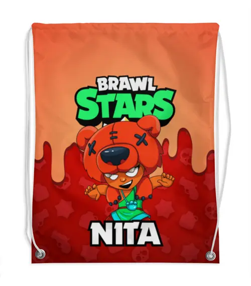 Заказать рюкзак в Москве. Рюкзак-мешок с полной запечаткой BRAWL STARS NITA от geekbox - готовые дизайны и нанесение принтов.
