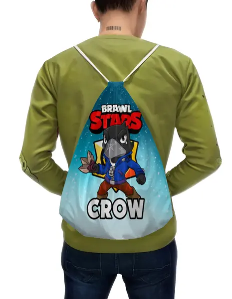 Заказать рюкзак в Москве. Рюкзак-мешок с полной запечаткой BRAWL STARS CROW от geekbox - готовые дизайны и нанесение принтов.