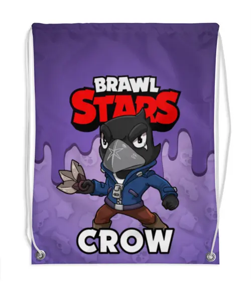 Заказать рюкзак в Москве. Рюкзак-мешок с полной запечаткой BRAWL STARS CROW от geekbox - готовые дизайны и нанесение принтов.
