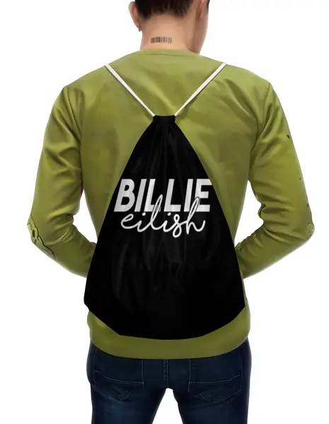 Заказать рюкзак в Москве. Рюкзак-мешок с полной запечаткой Billie Eilish от DESIGNER   - готовые дизайны и нанесение принтов.