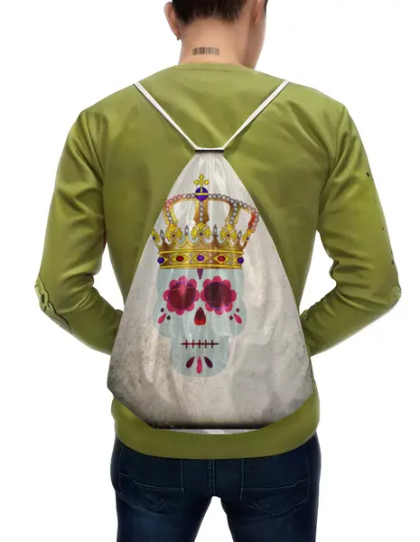 Заказать рюкзак в Москве. Рюкзак-мешок с полной запечаткой Череп в короне от zakudsa@yandex.ru - готовые дизайны и нанесение принтов.