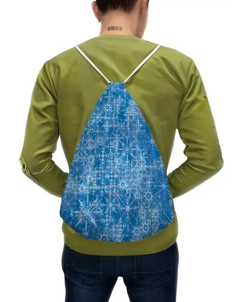 Заказать рюкзак в Москве. Рюкзак-мешок с полной запечаткой Снежинки от IrinkaArt  - готовые дизайны и нанесение принтов.