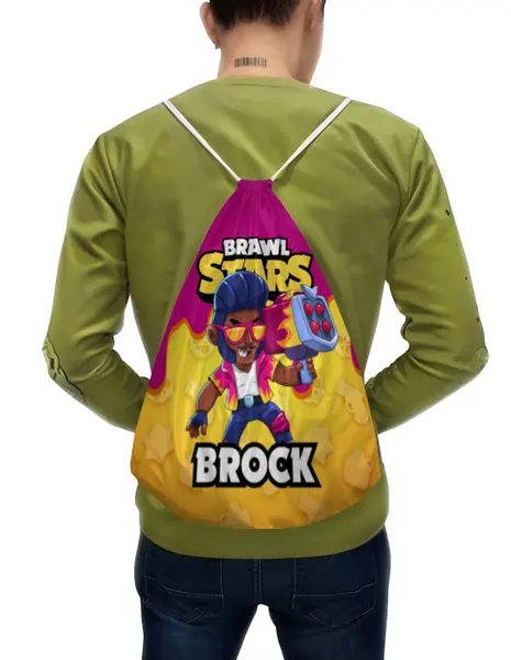 Заказать рюкзак в Москве. Рюкзак-мешок с полной запечаткой BRAWL STARS BROCK от geekbox - готовые дизайны и нанесение принтов.