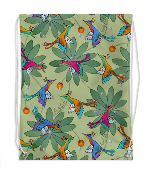 Заказать рюкзак в Москве. Рюкзак-мешок с полной запечаткой LOVELY BIRDS от ELENA ZHARINOVA - готовые дизайны и нанесение принтов.