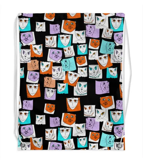 Заказать рюкзак в Москве. Рюкзак-мешок с полной запечаткой Странные кошки паттерн от ELENA ZHARINOVA - готовые дизайны и нанесение принтов.