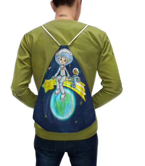 Заказать рюкзак в Москве. Рюкзак-мешок с полной запечаткой Девочка с Земли от Ella Makina - готовые дизайны и нанесение принтов.