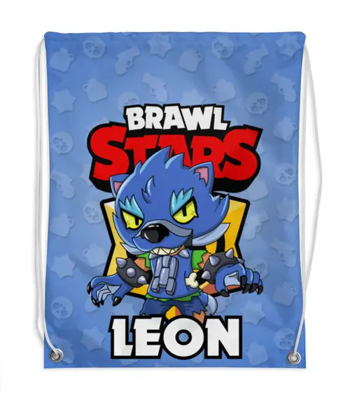 Заказать рюкзак в Москве. Рюкзак-мешок с полной запечаткой BRAWL STARS LEON от geekbox - готовые дизайны и нанесение принтов.