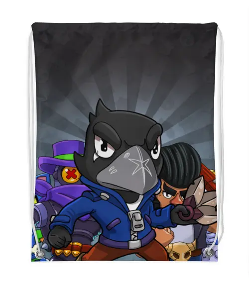 Заказать рюкзак в Москве. Рюкзак-мешок с полной запечаткой BRAWL STARS CROW от geekbox - готовые дизайны и нанесение принтов.