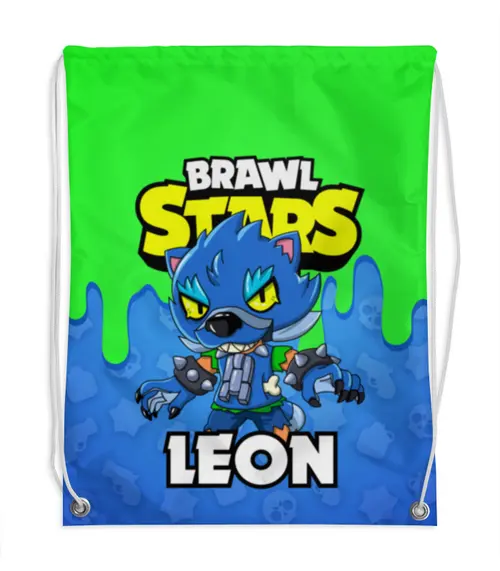 Заказать рюкзак в Москве. Рюкзак-мешок с полной запечаткой BRAWL STARS LEON от geekbox - готовые дизайны и нанесение принтов.