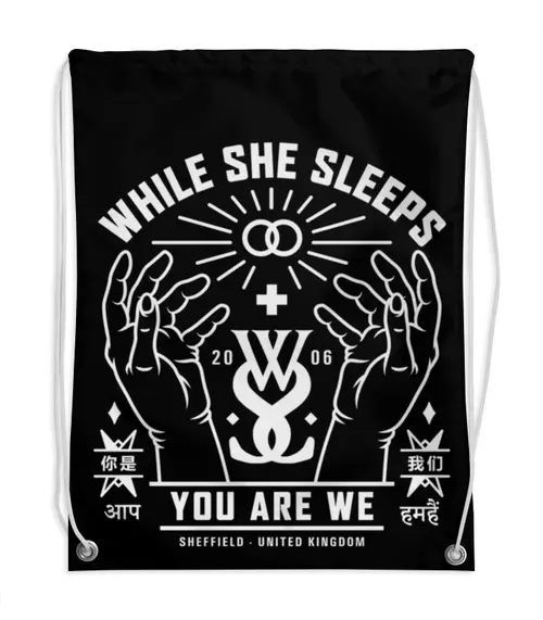 Заказать рюкзак в Москве. Рюкзак-мешок с полной запечаткой While She Sleeps от geekbox - готовые дизайны и нанесение принтов.