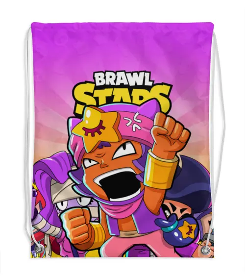 Заказать рюкзак в Москве. Рюкзак-мешок с полной запечаткой BRAWL STARS SANDY  от geekbox - готовые дизайны и нанесение принтов.