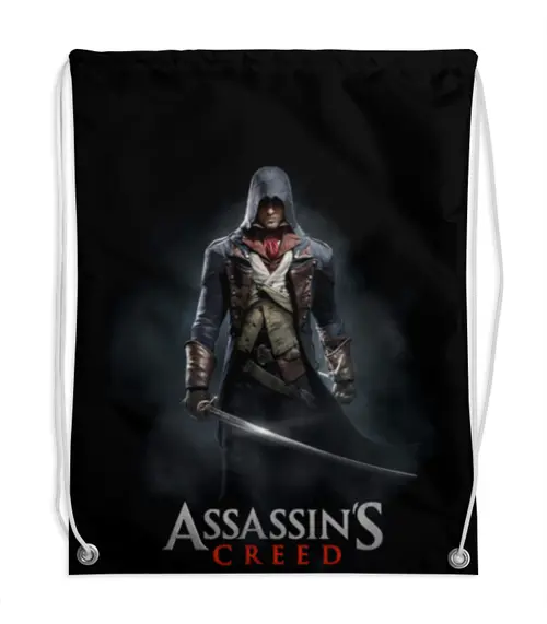 Заказать рюкзак в Москве. Рюкзак-мешок с полной запечаткой Assassins Creed (Unity Arno) от Аня Лукьянова - готовые дизайны и нанесение принтов.