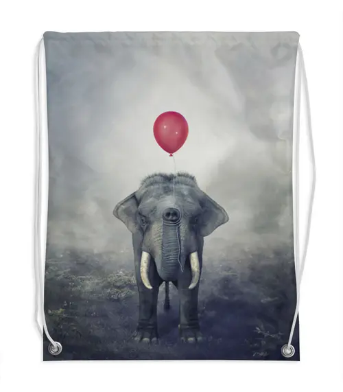 Заказать рюкзак в Москве. Рюкзак-мешок с полной запечаткой Красный шар и слон от Дана Столыпина - готовые дизайны и нанесение принтов.