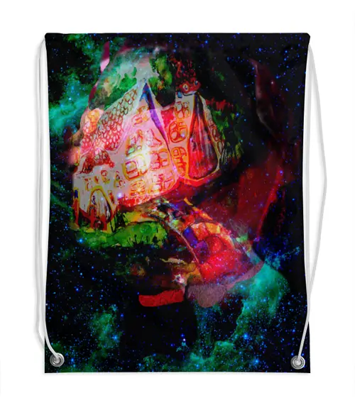 Заказать рюкзак в Москве. Рюкзак-мешок с полной запечаткой Галактическая избенка от Anna Lomachenko - готовые дизайны и нанесение принтов.