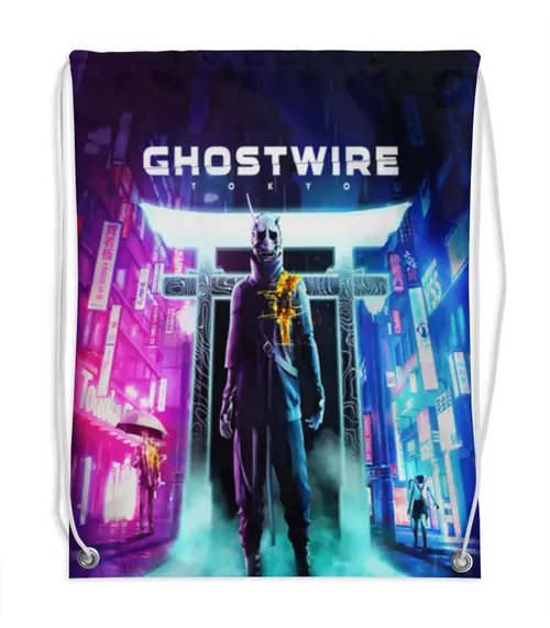 Заказать рюкзак в Москве. Рюкзак-мешок с полной запечаткой GhostWire Tokyo от THE_NISE  - готовые дизайны и нанесение принтов.