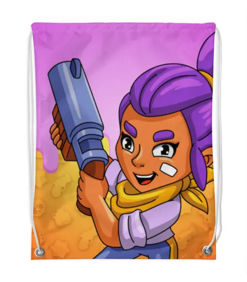 Заказать рюкзак в Москве. Рюкзак-мешок с полной запечаткой BRAWL STARS SHELLY от geekbox - готовые дизайны и нанесение принтов.