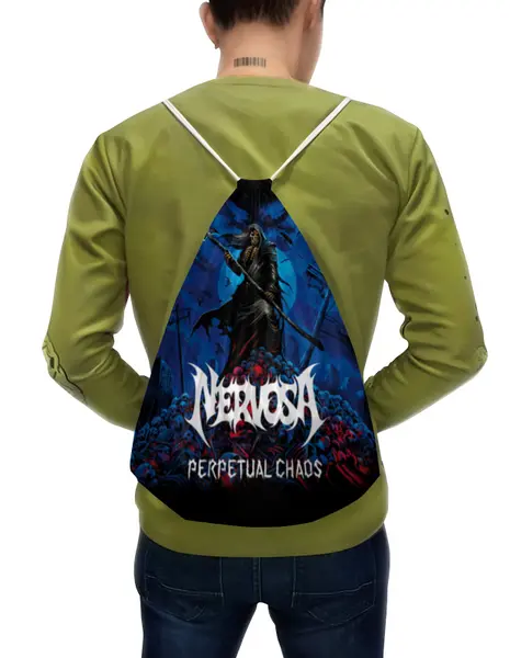 Заказать рюкзак в Москве. Рюкзак-мешок с полной запечаткой Nervosa thrash metal band от Leichenwagen - готовые дизайны и нанесение принтов.