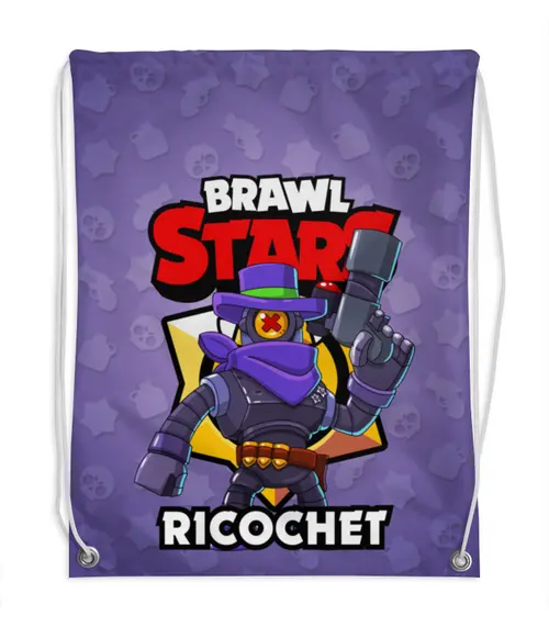 Заказать рюкзак в Москве. Рюкзак-мешок с полной запечаткой BRAWL STARS RICOCHET от geekbox - готовые дизайны и нанесение принтов.