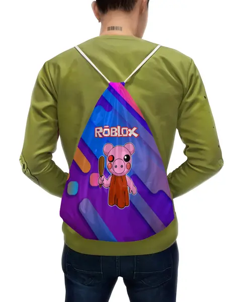 Заказать рюкзак в Москве. Рюкзак-мешок с полной запечаткой Игра Piggy Roblox/ свинка от Елена Елена - готовые дизайны и нанесение принтов.