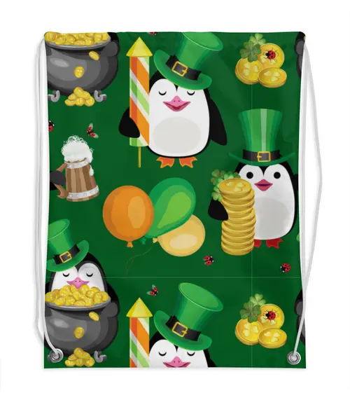 Заказать рюкзак в Москве. Рюкзак-мешок с полной запечаткой Веселые пингвины от IrinkaArt  - готовые дизайны и нанесение принтов.
