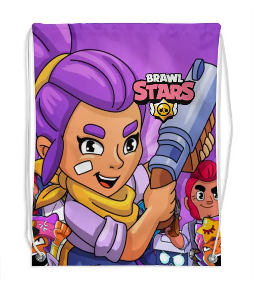 Заказать рюкзак в Москве. Рюкзак-мешок с полной запечаткой BRAWL STARS SHELLY от geekbox - готовые дизайны и нанесение принтов.
