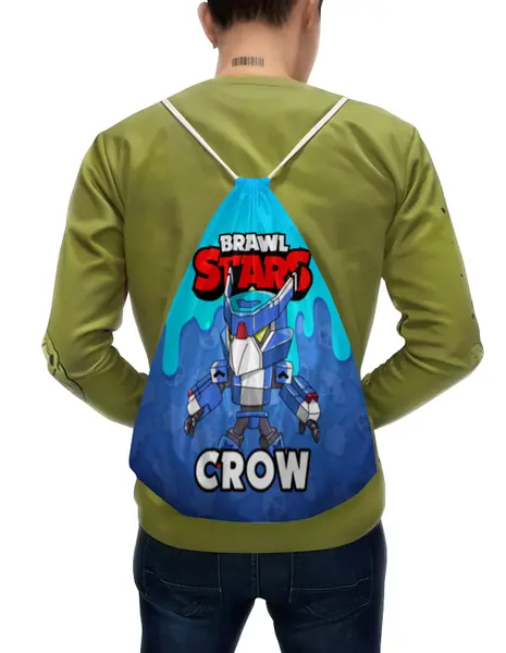 Заказать рюкзак в Москве. Рюкзак-мешок с полной запечаткой BRAWL STARS CROW от geekbox - готовые дизайны и нанесение принтов.