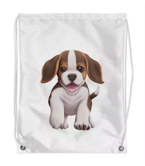 Заказать рюкзак в Москве. Рюкзак-мешок с полной запечаткой Собака бигль щенок от tigerda  - готовые дизайны и нанесение принтов.