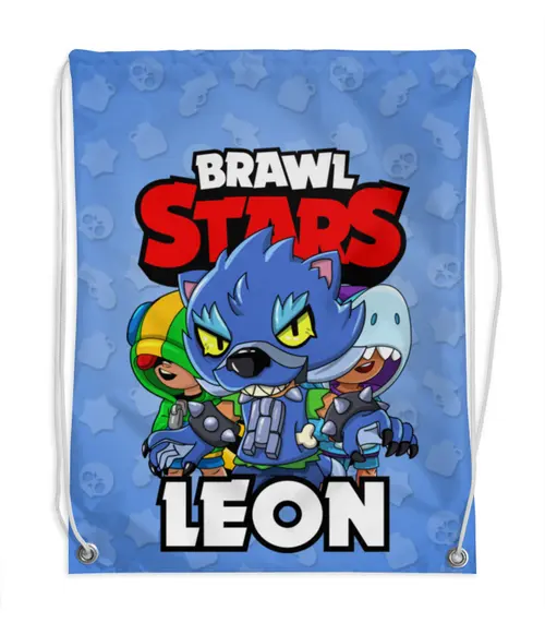 Заказать рюкзак в Москве. Рюкзак-мешок с полной запечаткой BRAWL STARS LEON от geekbox - готовые дизайны и нанесение принтов.