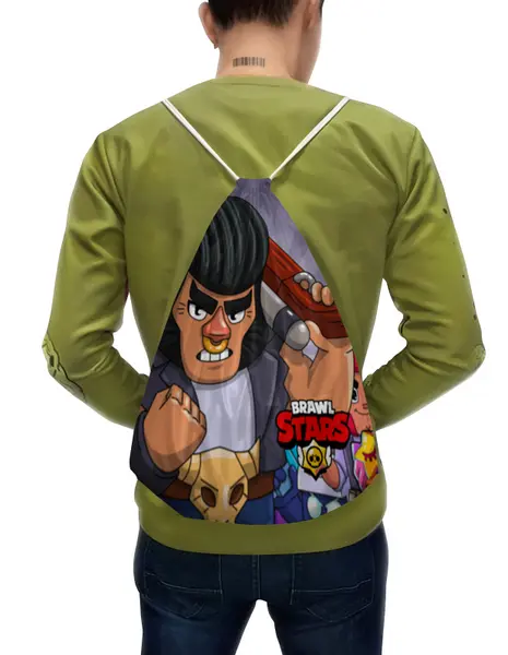Заказать рюкзак в Москве. Рюкзак-мешок с полной запечаткой BRAWL STARS BULL от geekbox - готовые дизайны и нанесение принтов.