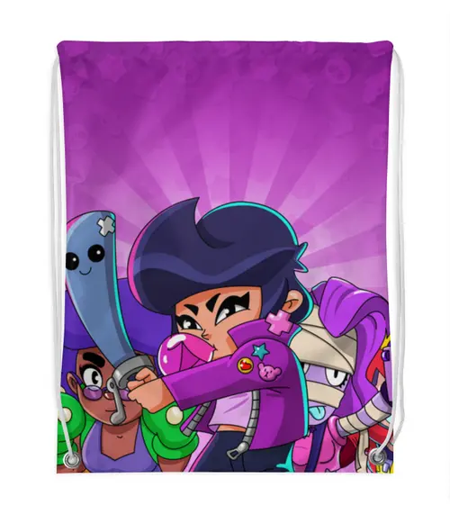 Заказать рюкзак в Москве. Рюкзак-мешок с полной запечаткой BRAWL STARS BIBI от geekbox - готовые дизайны и нанесение принтов.