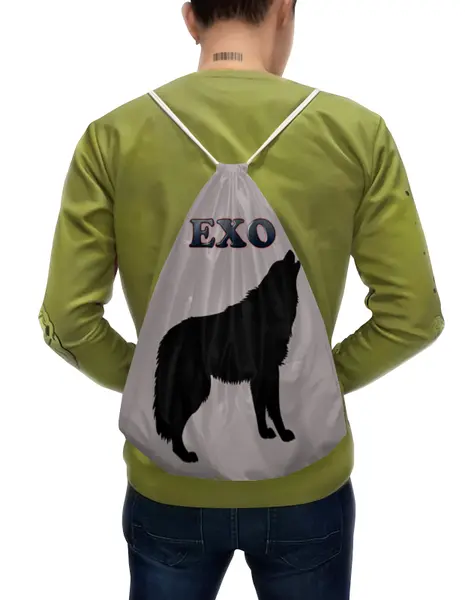 Заказать рюкзак в Москве. Рюкзак-мешок с полной запечаткой EXO (Wolf) серый  от nionilla - готовые дизайны и нанесение принтов.
