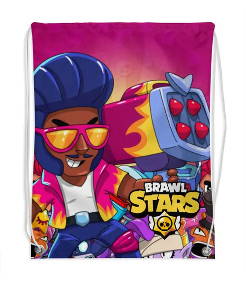 Заказать рюкзак в Москве. Рюкзак-мешок с полной запечаткой BRAWL STARS BROCK от geekbox - готовые дизайны и нанесение принтов.