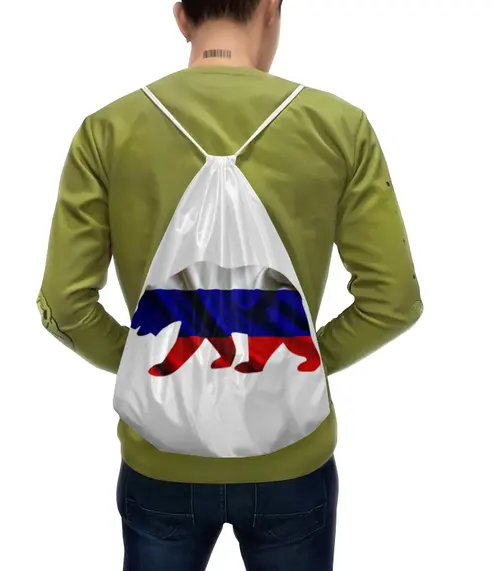 Заказать рюкзак в Москве. Рюкзак-мешок с полной запечаткой Русский Медведь от FireFoxa - готовые дизайны и нанесение принтов.