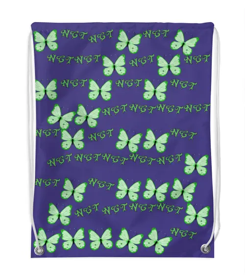 Заказать рюкзак в Москве. Рюкзак-мешок с полной запечаткой NCT зеленая бабочка от nionilla - готовые дизайны и нанесение принтов.