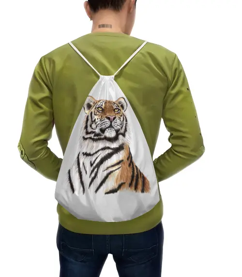 Заказать рюкзак в Москве. Рюкзак-мешок с полной запечаткой Взгляд тигра от tigerda  - готовые дизайны и нанесение принтов.