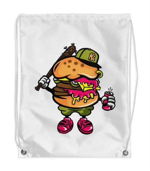 Заказать рюкзак в Москве. Рюкзак-мешок с полной запечаткой гамбургер от hideo_kojima - готовые дизайны и нанесение принтов.